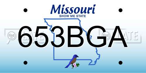 653BGA Missouri License Plate