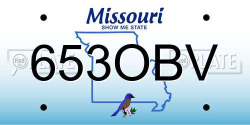653OBV Missouri License Plate