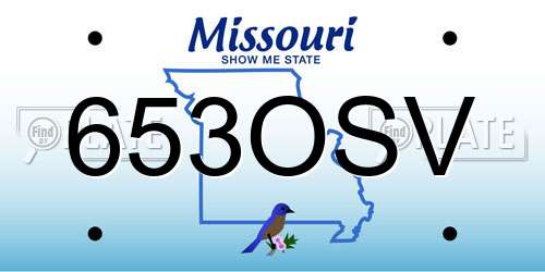 653OSV Missouri License Plate