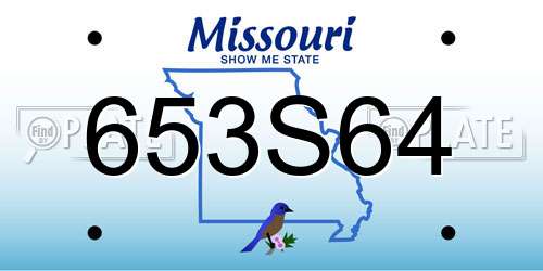 653S64 Missouri License Plate