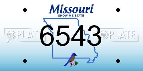 6543 Missouri License Plate