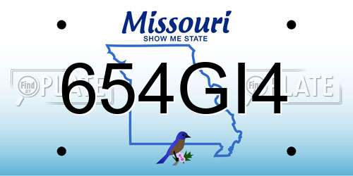 654GI4 Missouri License Plate