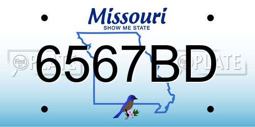 6567BD Missouri License Plate