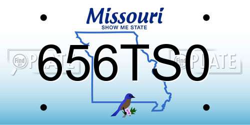 656TS0 Missouri License Plate