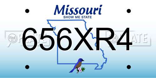 656XR4 Missouri License Plate