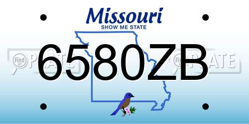 6580ZB Missouri License Plate