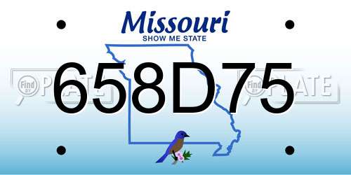 658D75 Missouri License Plate