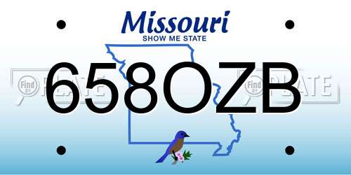 658OZB Missouri License Plate
