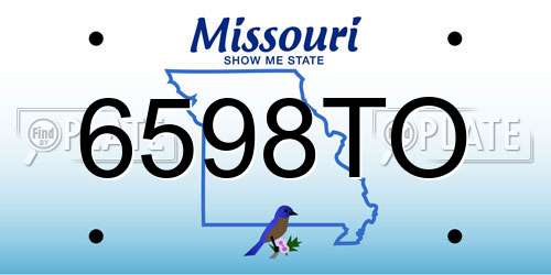 6598TO Missouri License Plate