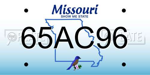 65AC96 Missouri License Plate