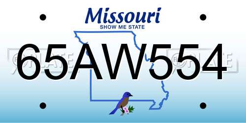 65AW554 Missouri License Plate