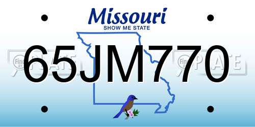 65JM770 Missouri License Plate