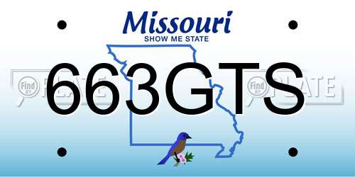 663GTS Missouri License Plate