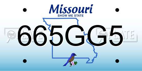 665GG5 Missouri License Plate