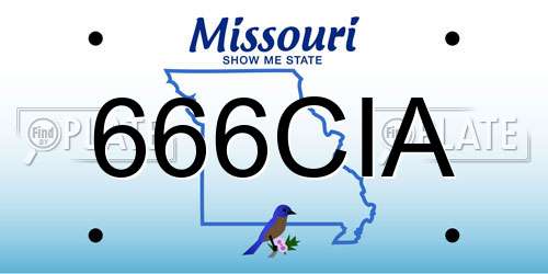 666CIA Missouri License Plate