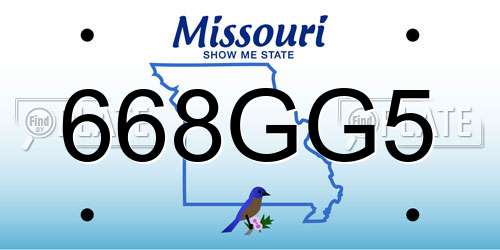 668GG5 Missouri License Plate