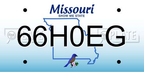66H0EG Missouri License Plate
