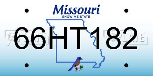 66HT182 Missouri License Plate