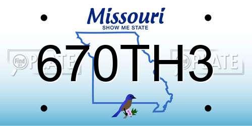 670TH3 Missouri License Plate
