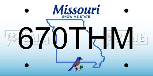 670THM Missouri License Plate