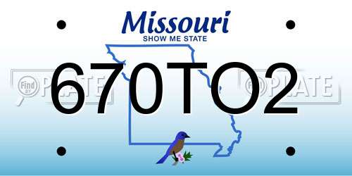 670TO2 Missouri License Plate
