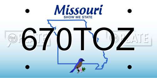 670TOZ Missouri License Plate