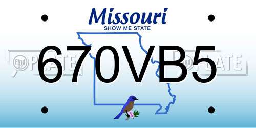 670VB5 Missouri License Plate