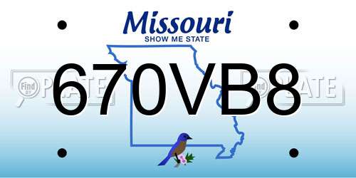 670VB8 Missouri License Plate
