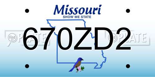 670ZD2 Missouri License Plate