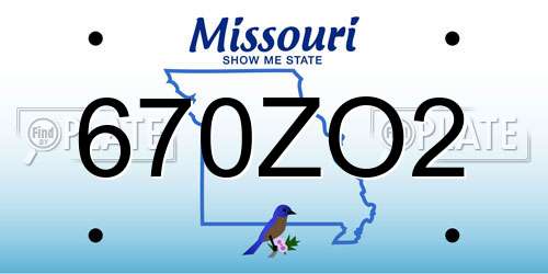 670ZO2 Missouri License Plate