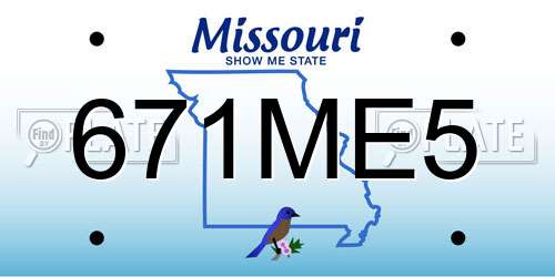 671ME5 Missouri License Plate