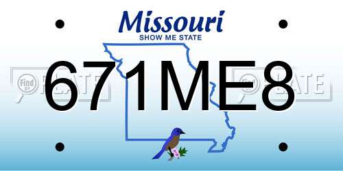 671ME8 Missouri License Plate