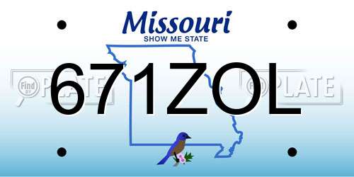 671ZOL Missouri License Plate