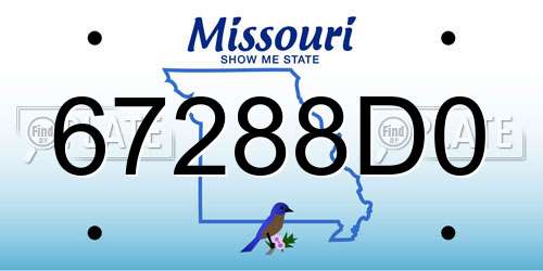 67288D0 Missouri License Plate