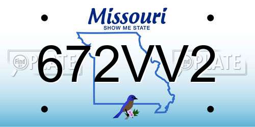 672VV2 Missouri License Plate