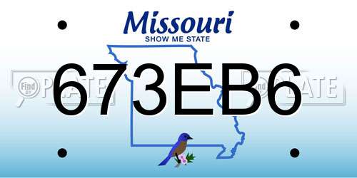 673EB6 Missouri License Plate