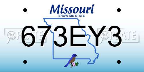 673EY3 Missouri License Plate