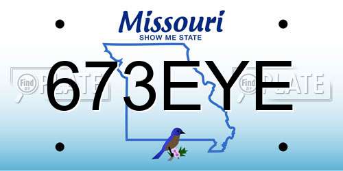 673EYE Missouri License Plate