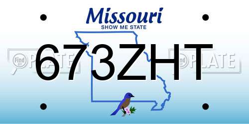 673ZHT Missouri License Plate