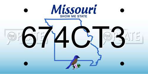 674CT3 Missouri License Plate