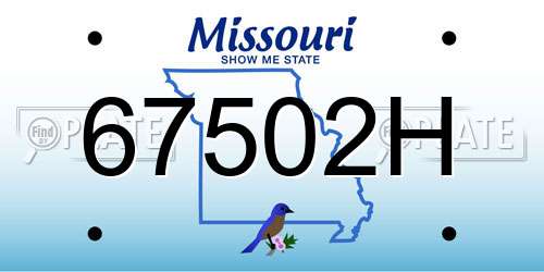 67502H Missouri License Plate