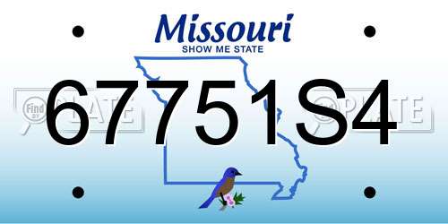 67751S4 Missouri License Plate