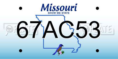 67AC53 Missouri License Plate