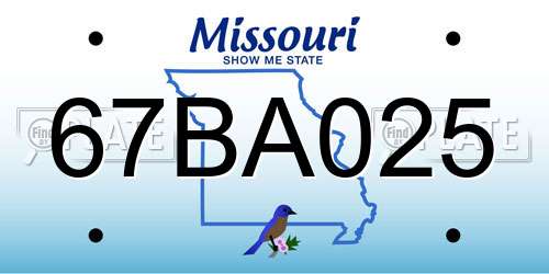 67BA025 Missouri License Plate