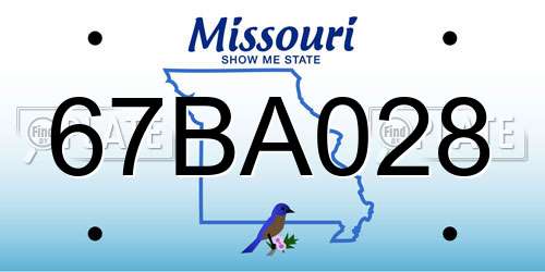 67BA028 Missouri License Plate