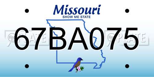 67BA075 Missouri License Plate