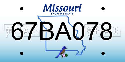 67BA078 Missouri License Plate