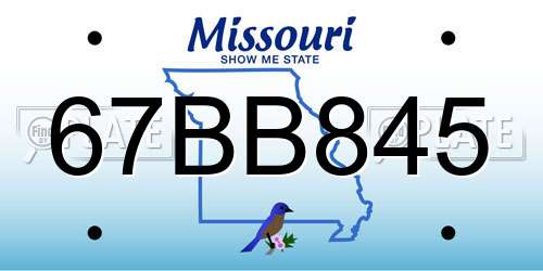 67BB845 Missouri License Plate