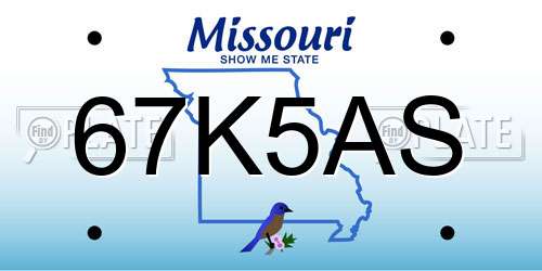 67K5AS Missouri License Plate