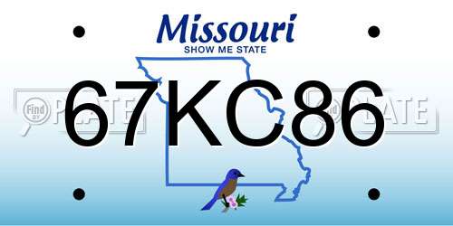 67KC86 Missouri License Plate